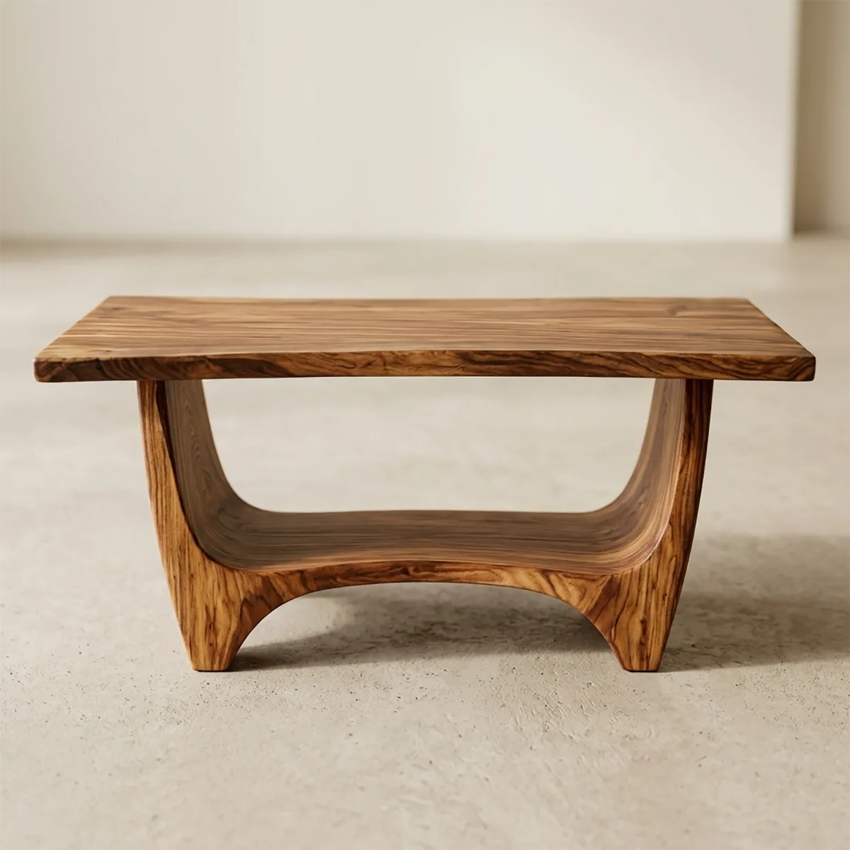 Handcrafted Solid Wood Coffee Table – Modern Rustic Sculptural Center Table