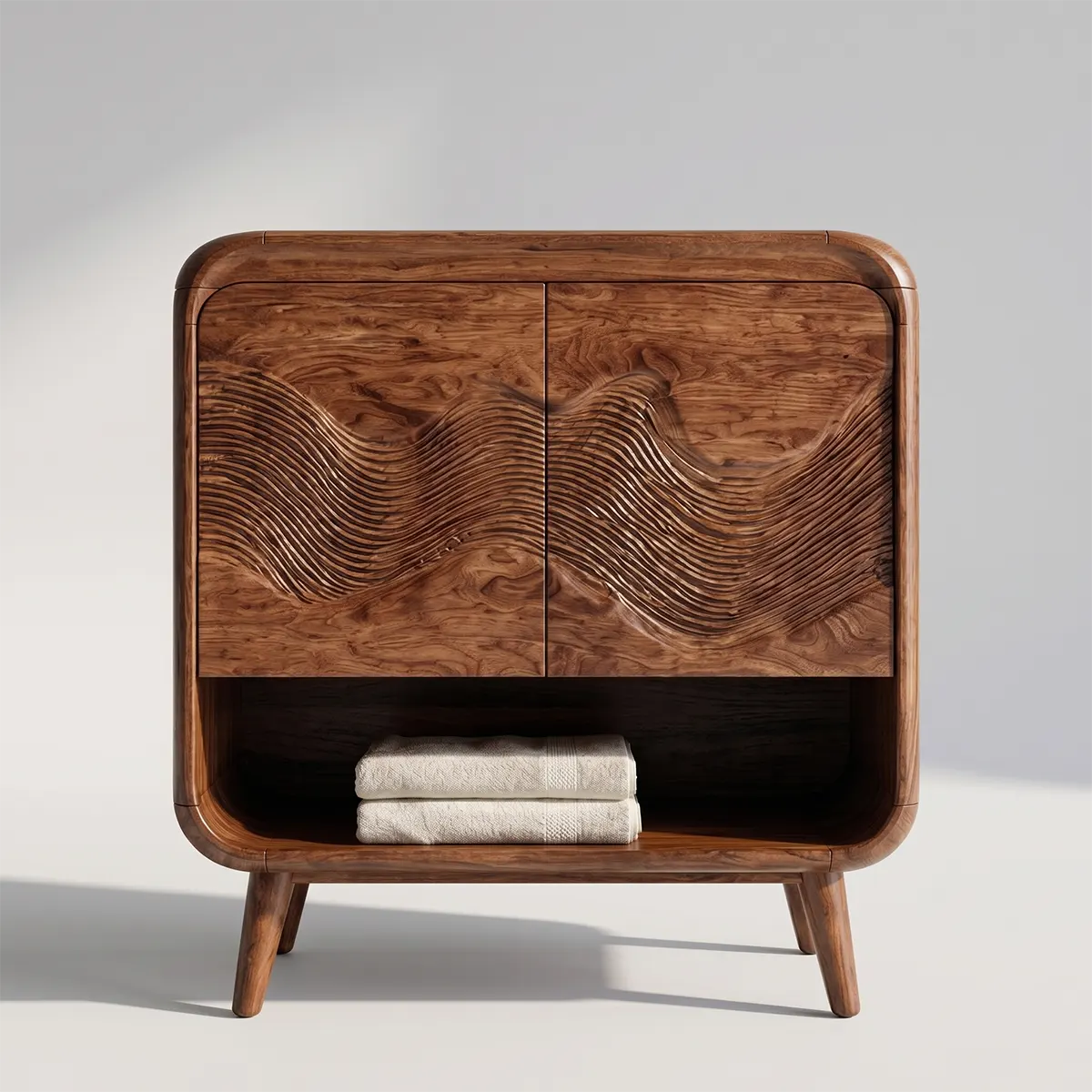 Wave Carved Bathroom Vanity with Open Shelf Storage TT006-1605