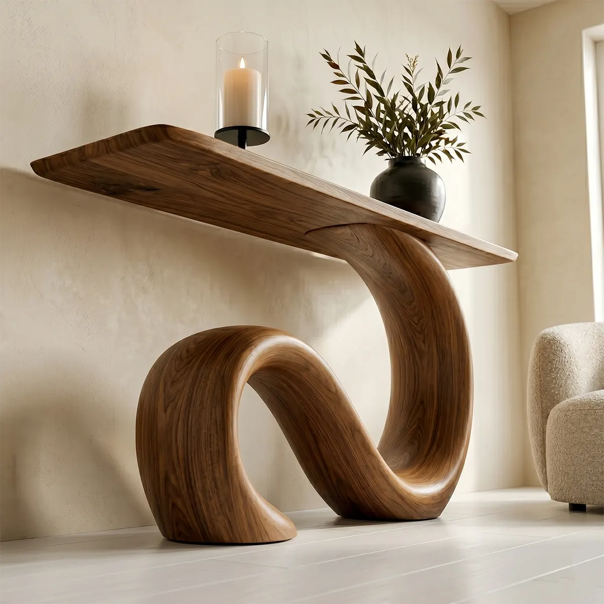 Unique Solid Wood Console Table – Luxury Hallway Decor