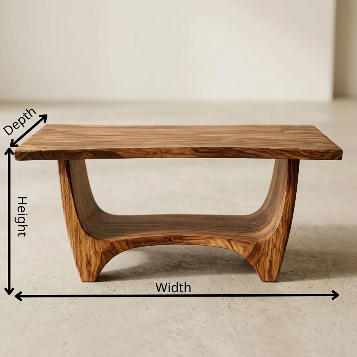 Handcrafted Solid Wood Coffee Table – Modern Rustic Sculptural Center Table