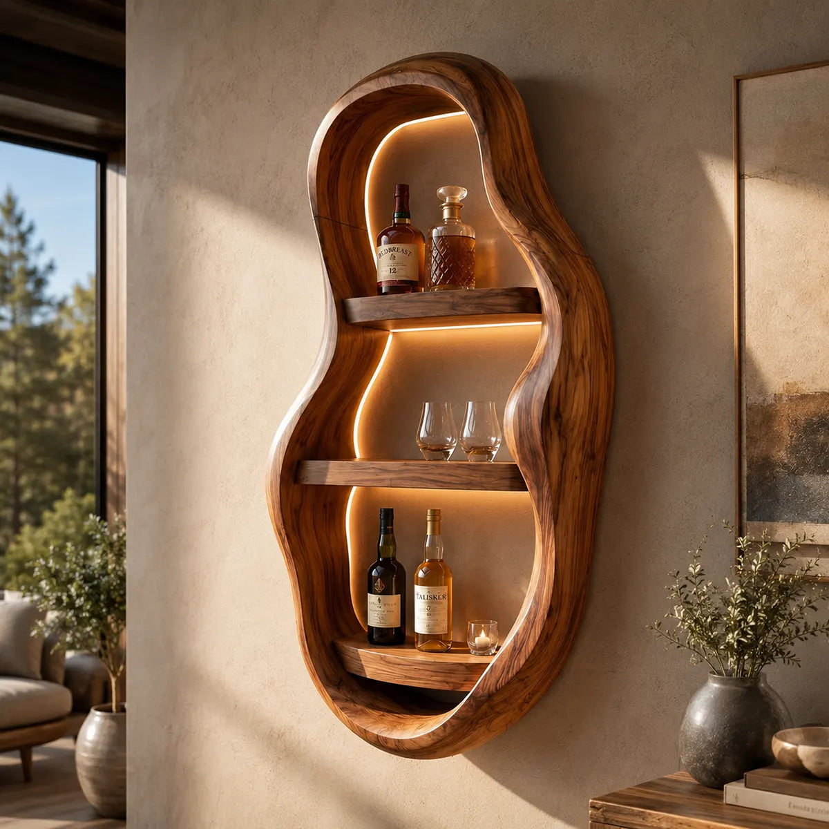 Vertical Organic Solid Wood Wall Wine Holder for Home Bars, Dining Rooms TT006-1344