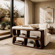 Wood Sofa Table, Console Table Behind Sofa, Organic Modern Storage Console Table HL020-5681