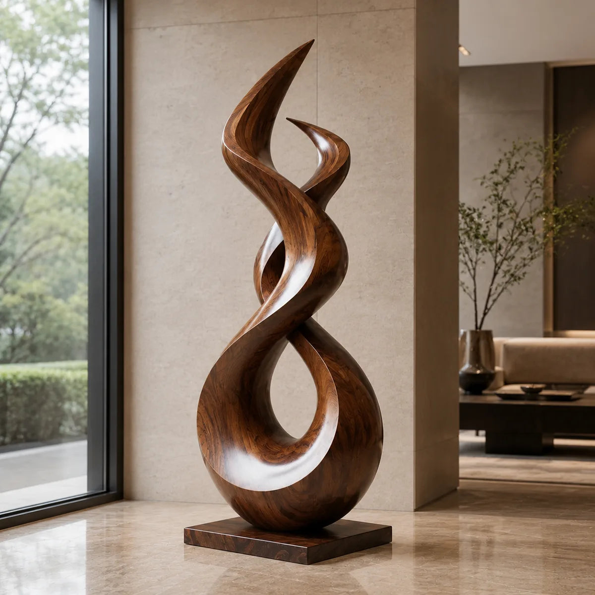 Handcrafted Solid Wood Abstract Floor Sculpture – Sculptural Organic Statement Art TT006-9830