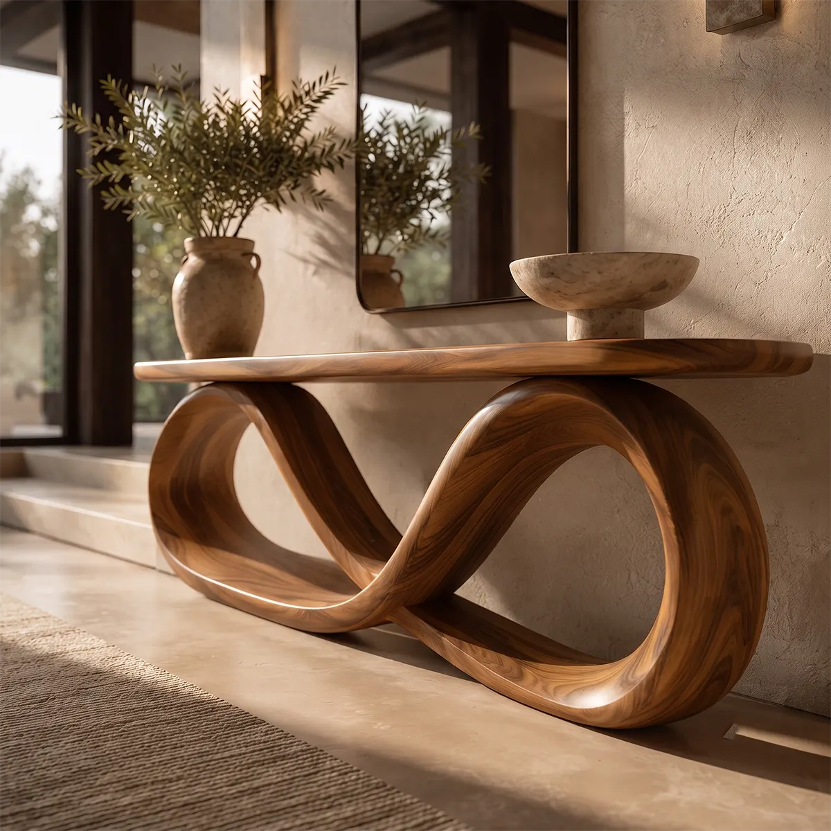 Modern Infinity Sculptural Console Table – Contemporary Entryway Table TT006-7806