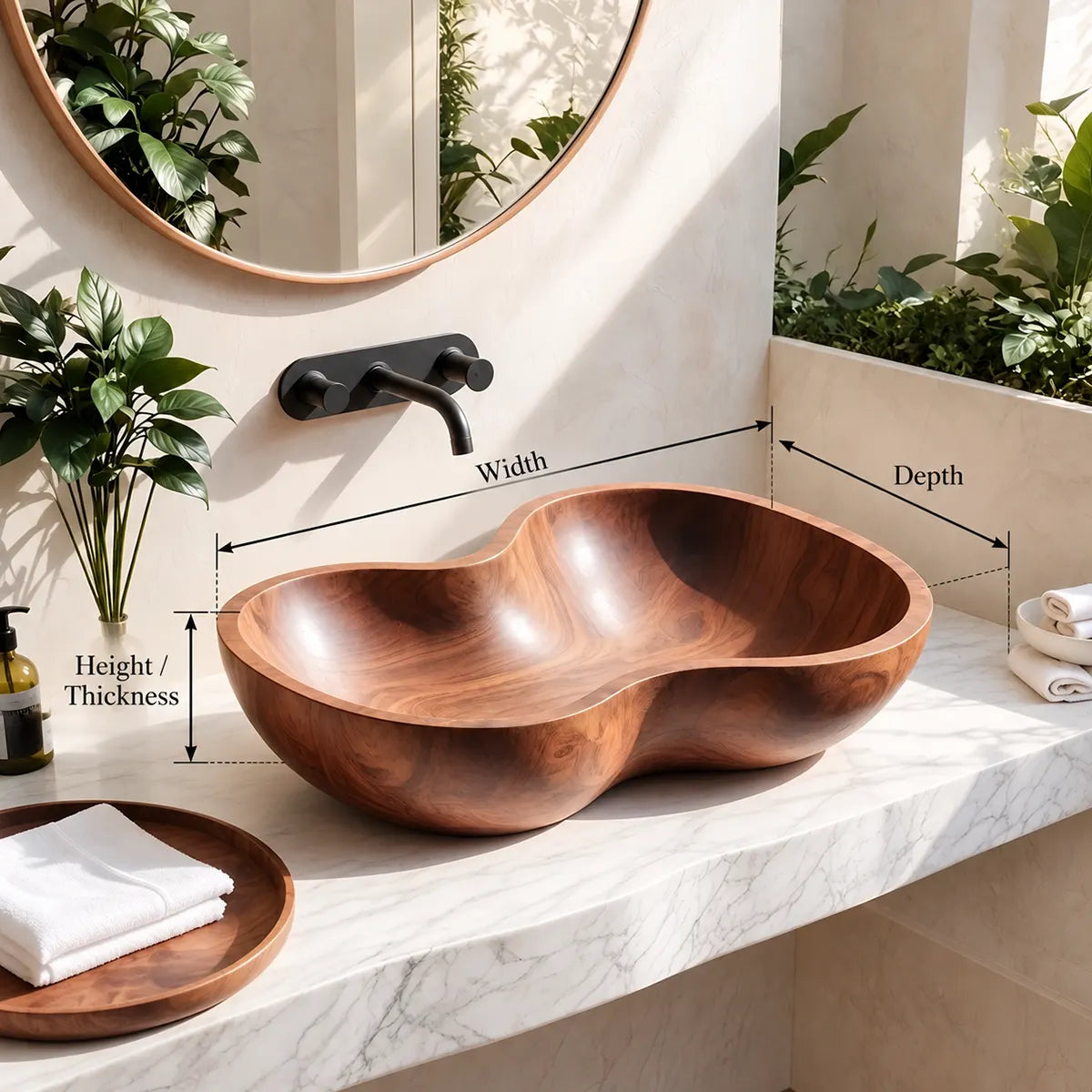 Sculptural Organic Vessel Sink | Asymmetrical Countertop Bathroom Basin TT006-3LAF7NP