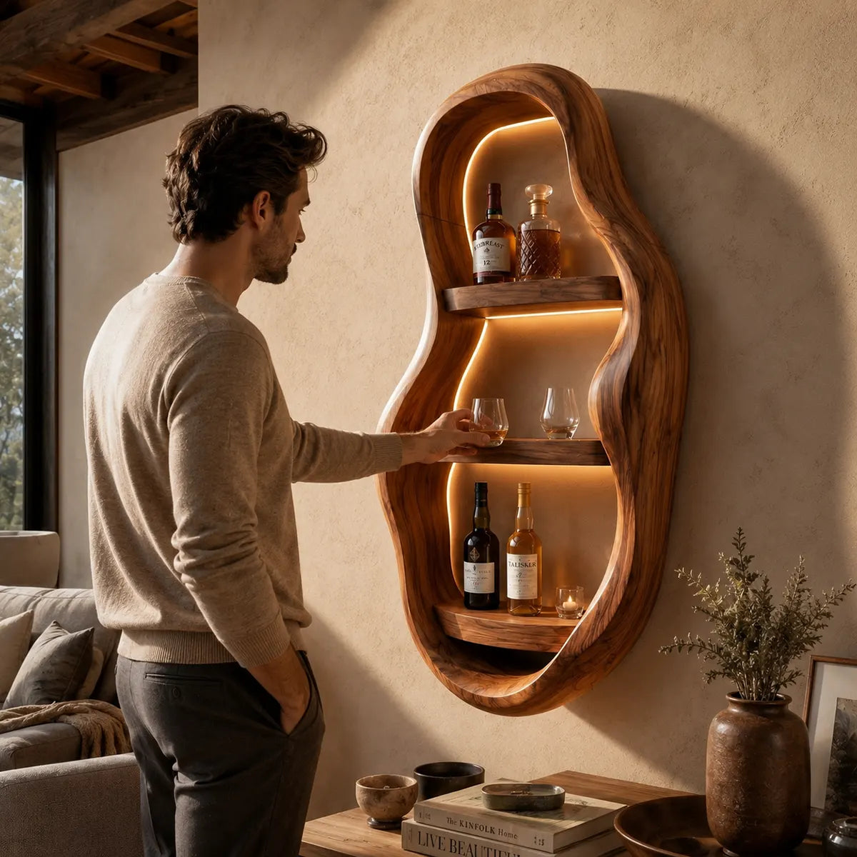 Vertical Organic Solid Wood Wall Wine Holder for Home Bars, Dining Rooms TT006-1344