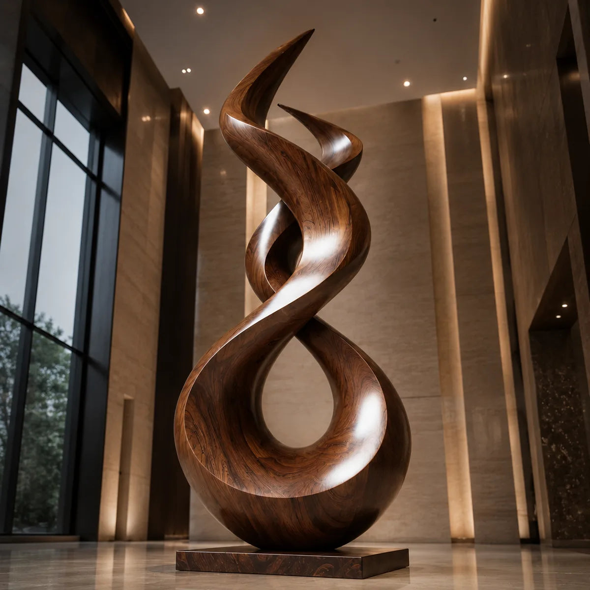 Handcrafted Solid Wood Abstract Floor Sculpture – Sculptural Organic Statement Art TT006-9830