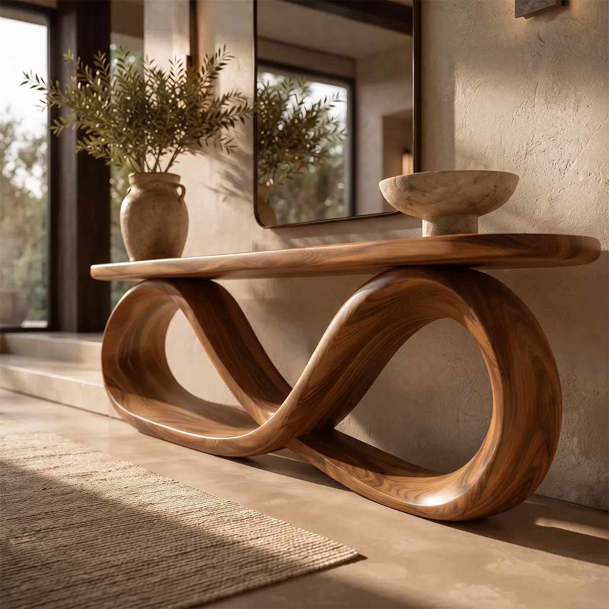 Modern Infinity Sculptural Console Table – Contemporary Entryway Table TT006-7806
