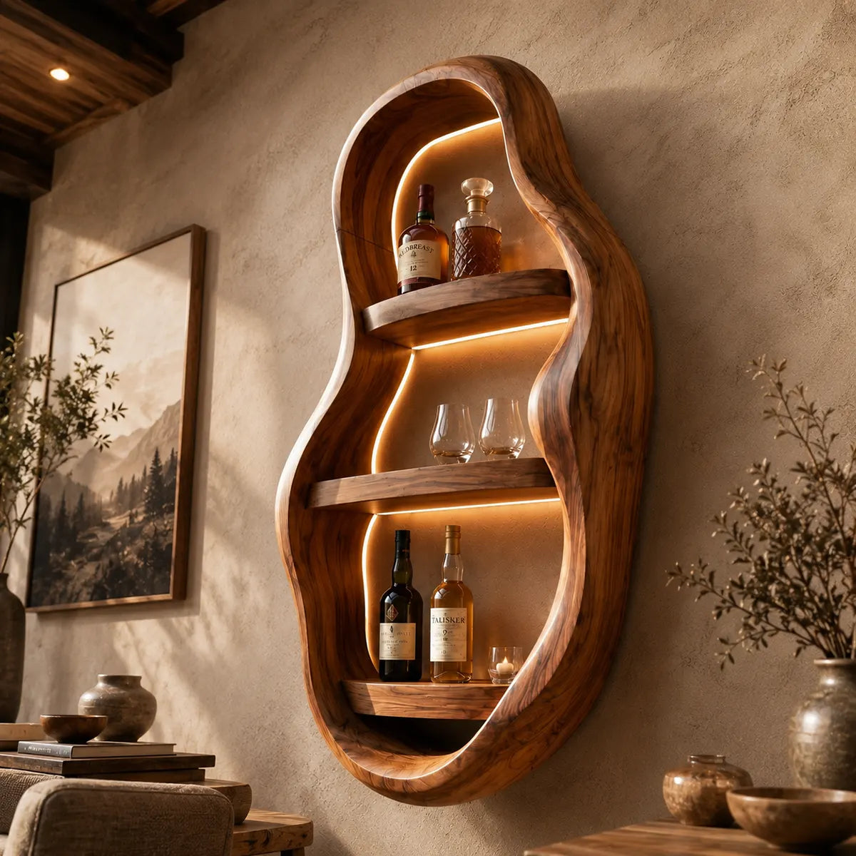 Vertical Organic Solid Wood Wall Wine Holder for Home Bars, Dining Rooms TT006-1344