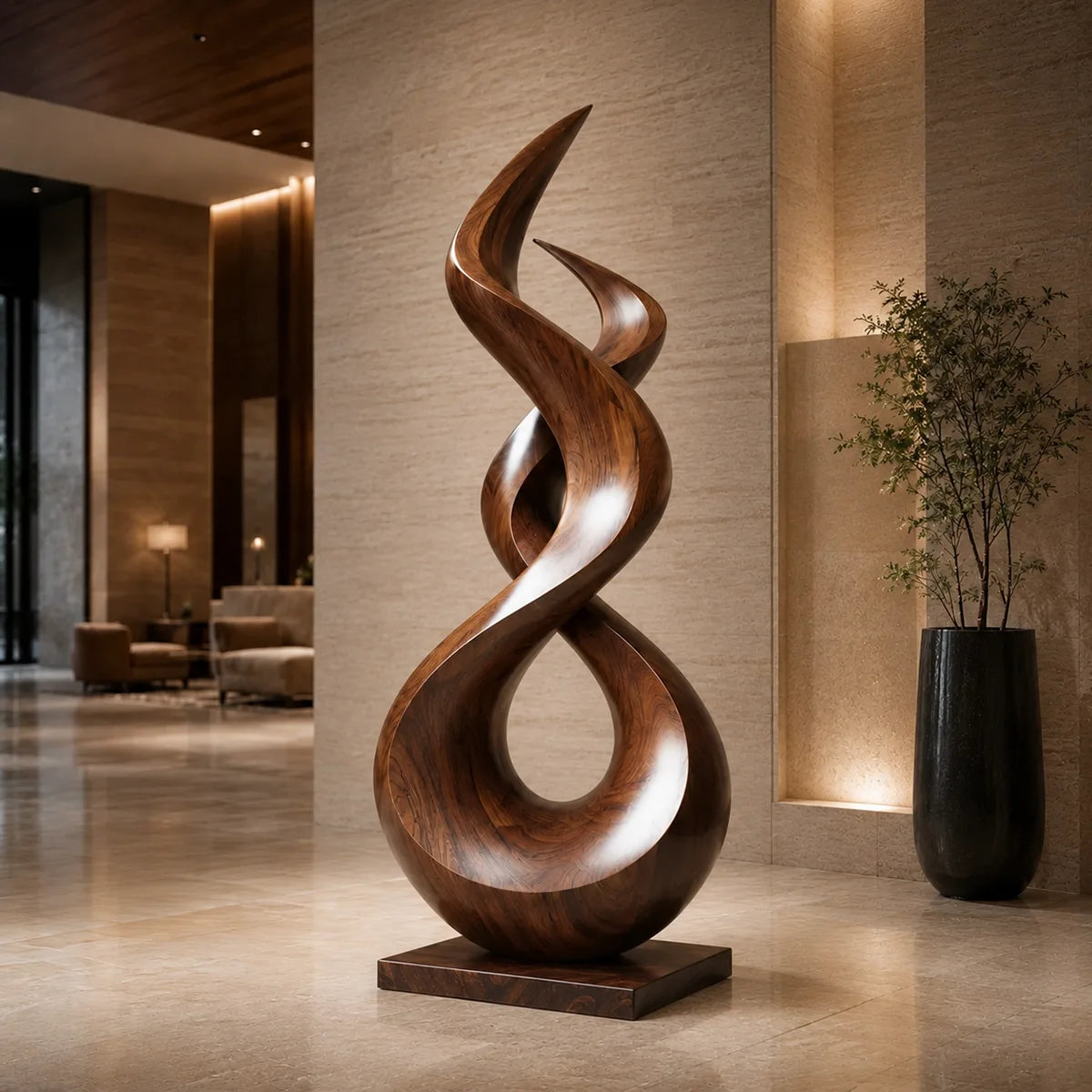 Handcrafted Solid Wood Abstract Floor Sculpture – Sculptural Organic Statement Art TT006-9830