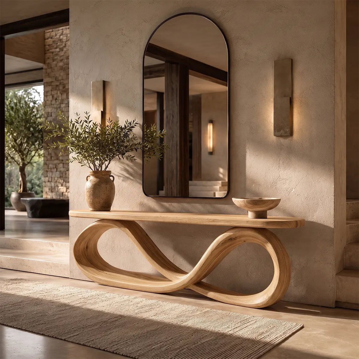 Modern Infinity Sculptural Console Table – Contemporary Entryway Table TT006-7806