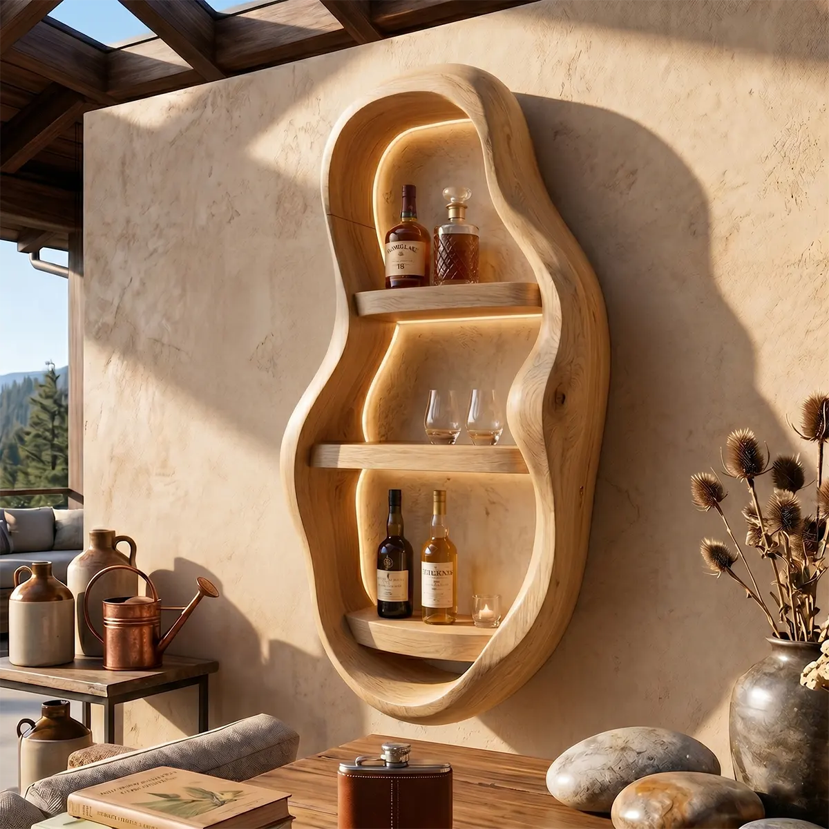 Vertical Organic Solid Wood Wall Wine Holder for Home Bars, Dining Rooms TT006-1344