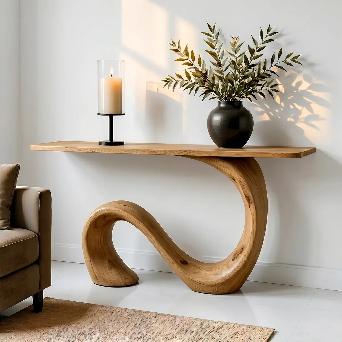 Unique Solid Wood Console Table – Luxury Hallway Decor