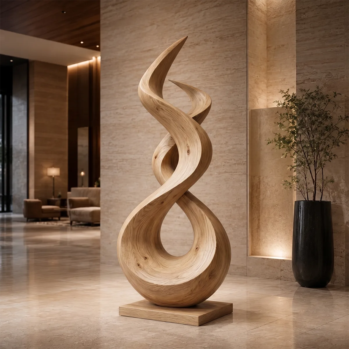 Handcrafted Solid Wood Abstract Floor Sculpture – Sculptural Organic Statement Art TT006-9830