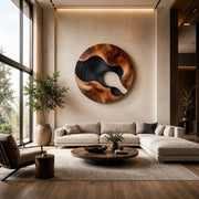 Abstract Wave Wood Wall Art | Large Round Modern Wooden Wall Sculpture TT006-6950