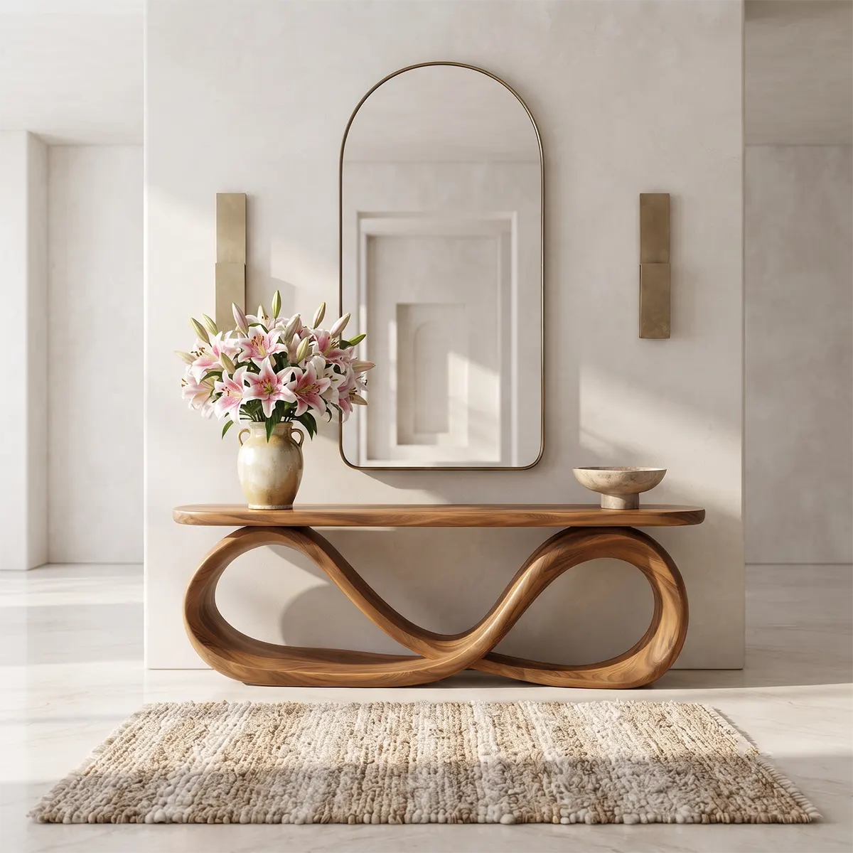 Modern Infinity Sculptural Console Table – Contemporary Entryway Table TT006-7806