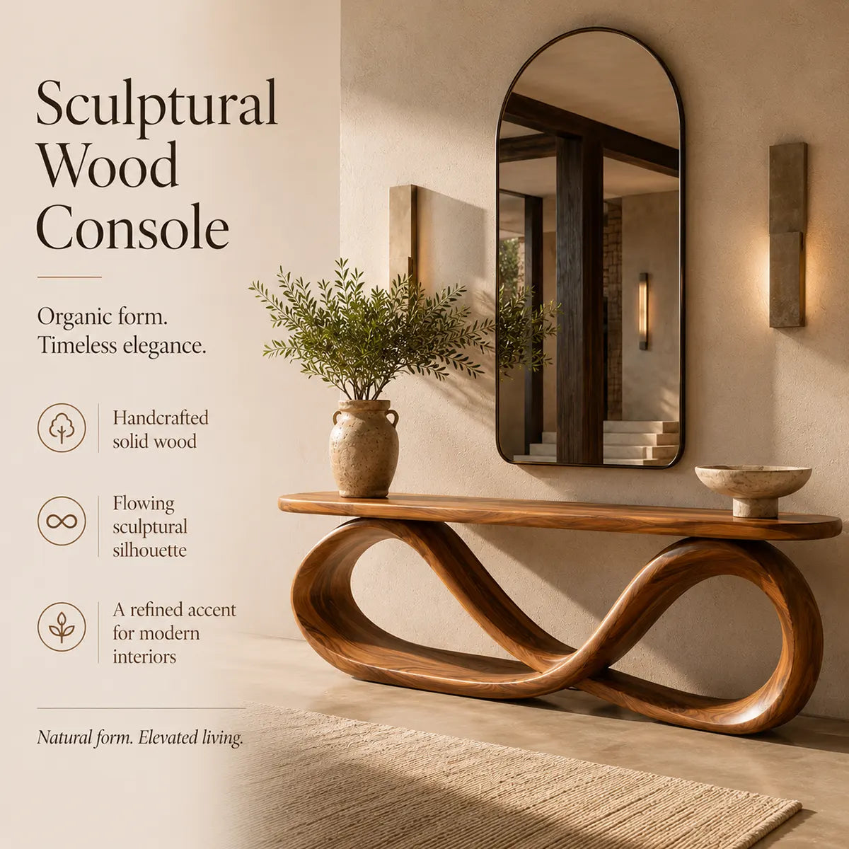 Modern Infinity Sculptural Console Table – Contemporary Entryway Table TT006-7806