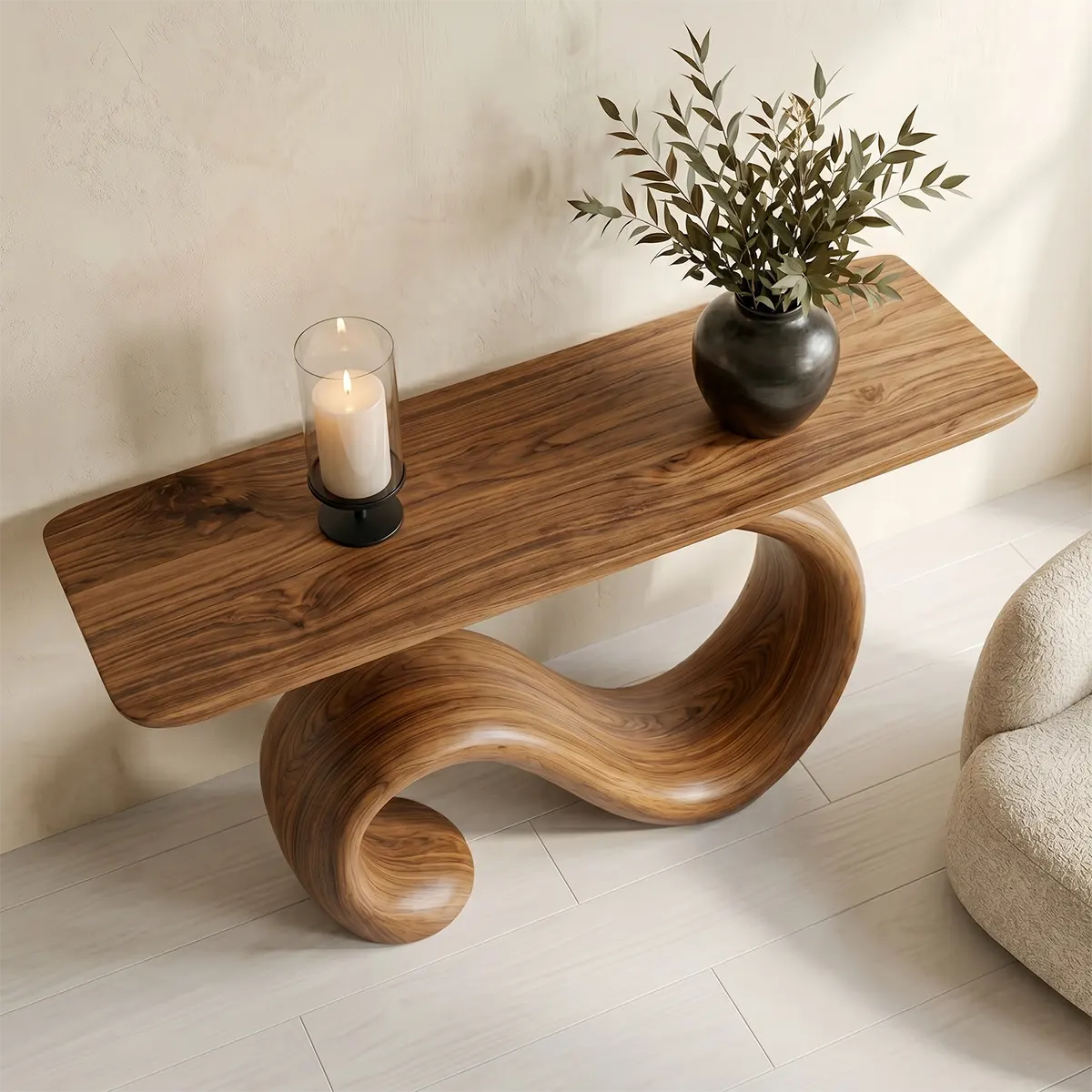 Unique Solid Wood Console Table – Luxury Hallway Decor