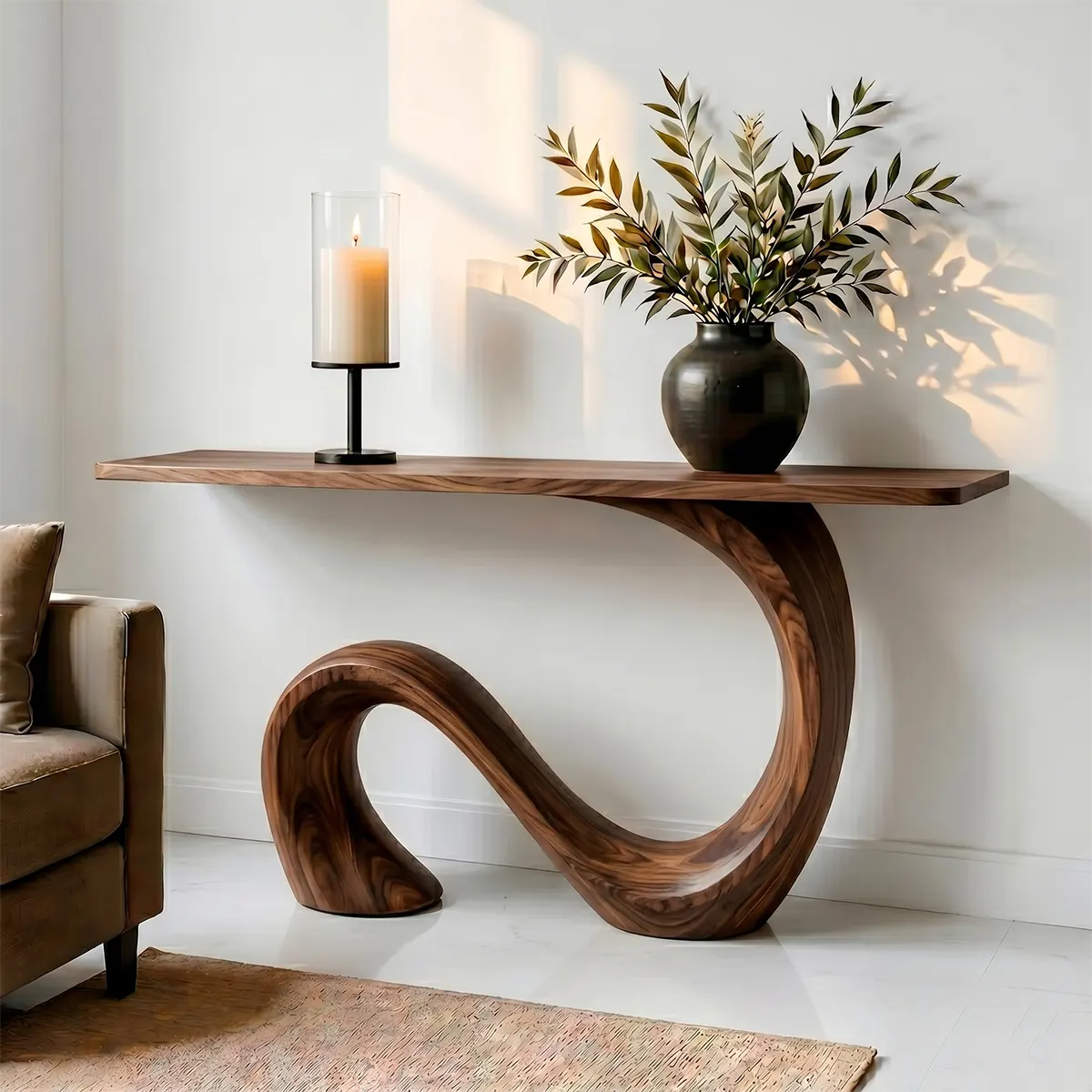 Unique Solid Wood Console Table – Luxury Hallway Decor