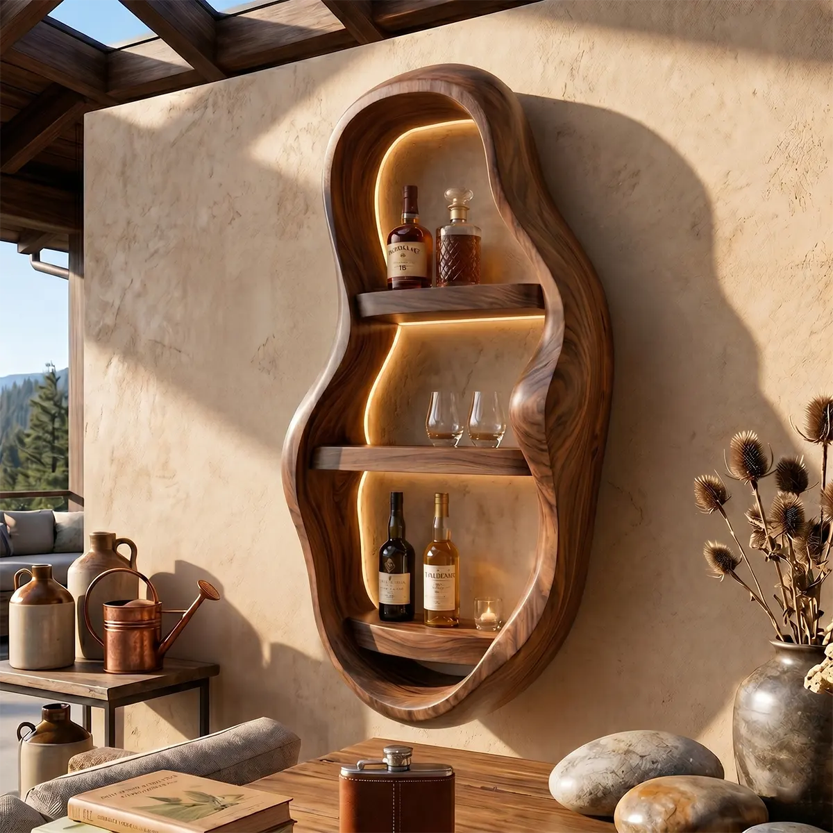 Vertical Organic Solid Wood Wall Wine Holder for Home Bars, Dining Rooms TT006-1344