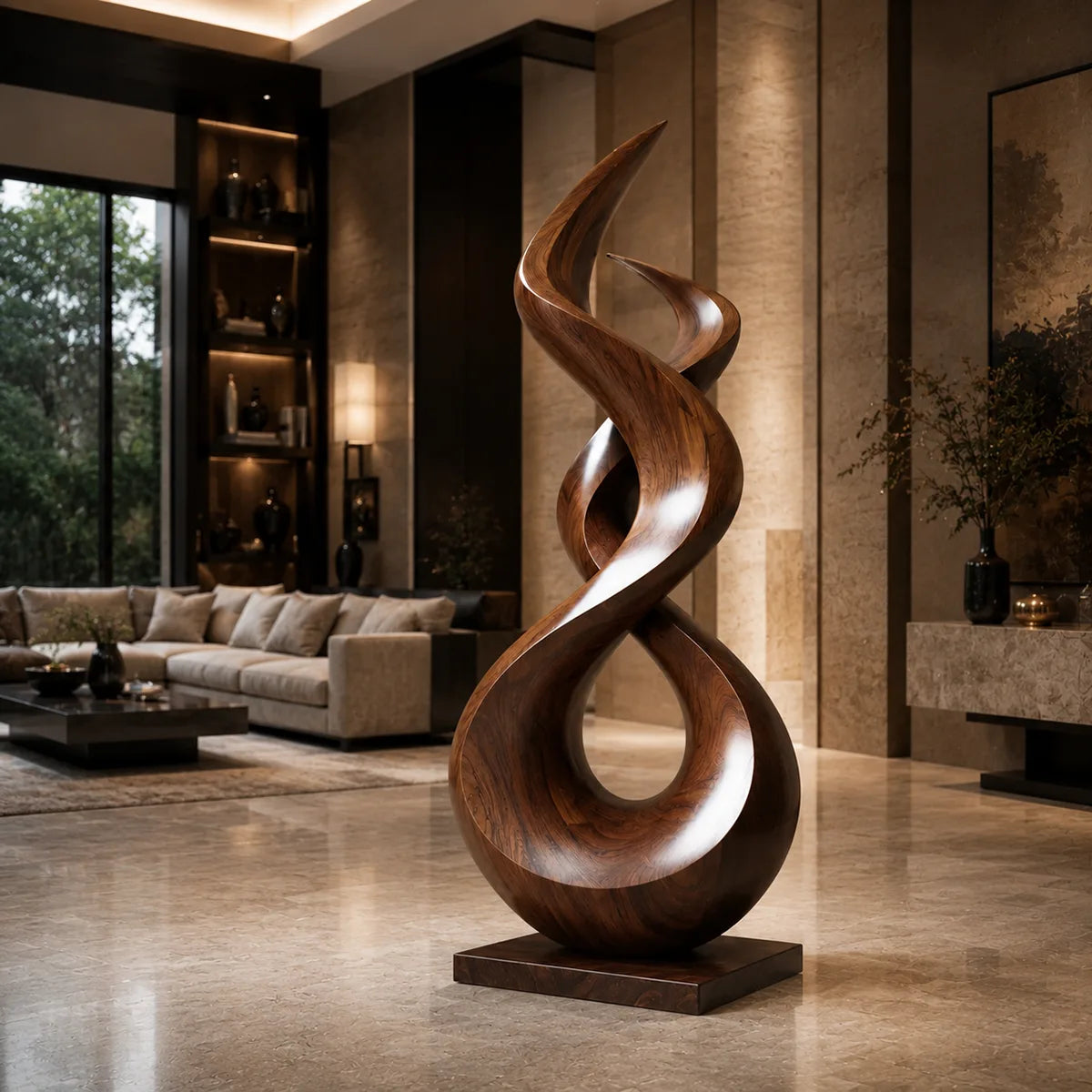 Handcrafted Solid Wood Abstract Floor Sculpture – Sculptural Organic Statement Art TT006-9830