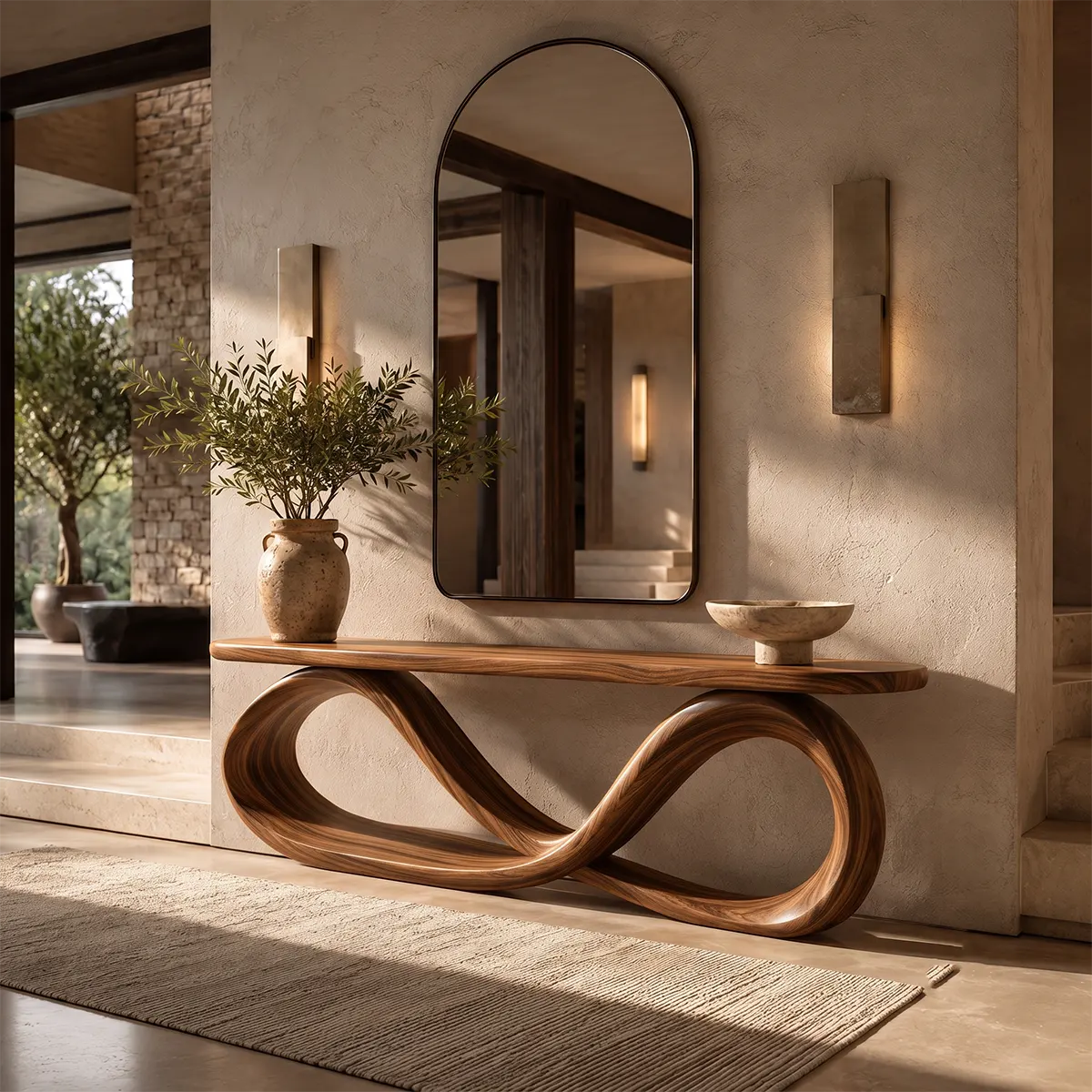 Modern Infinity Sculptural Console Table – Contemporary Entryway Table TT006-7806