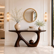 Organic Shape Solid Wood Console Table – Modern Luxury Entryway Table