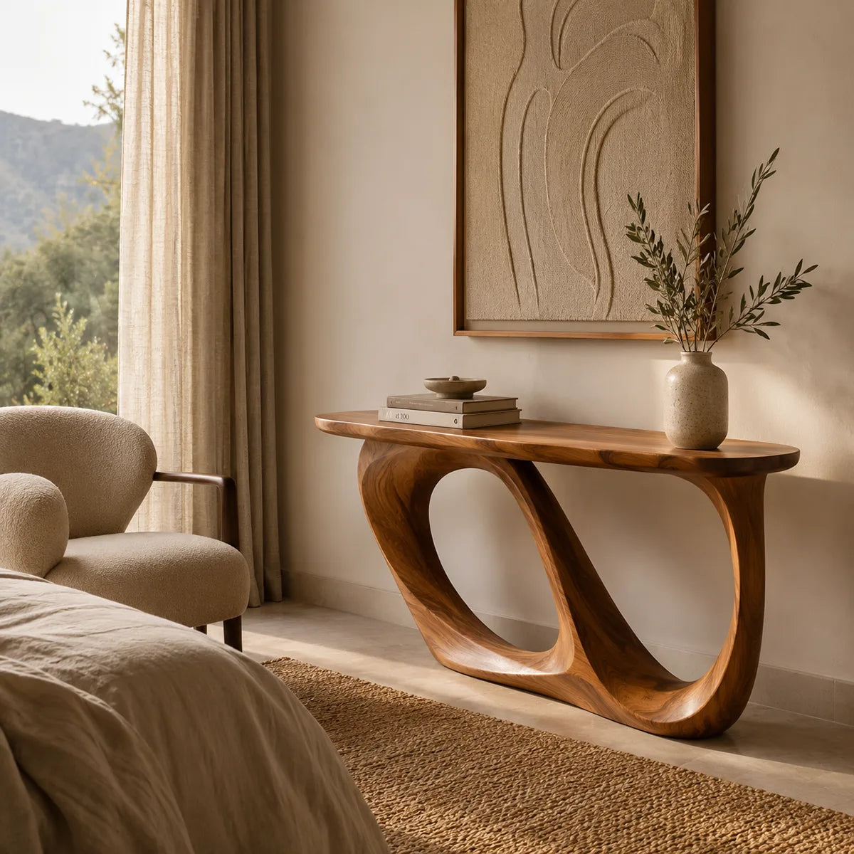 Modern Infinity Console Table – Sculptural Organic Contemporary Entryway Table TT006-8831