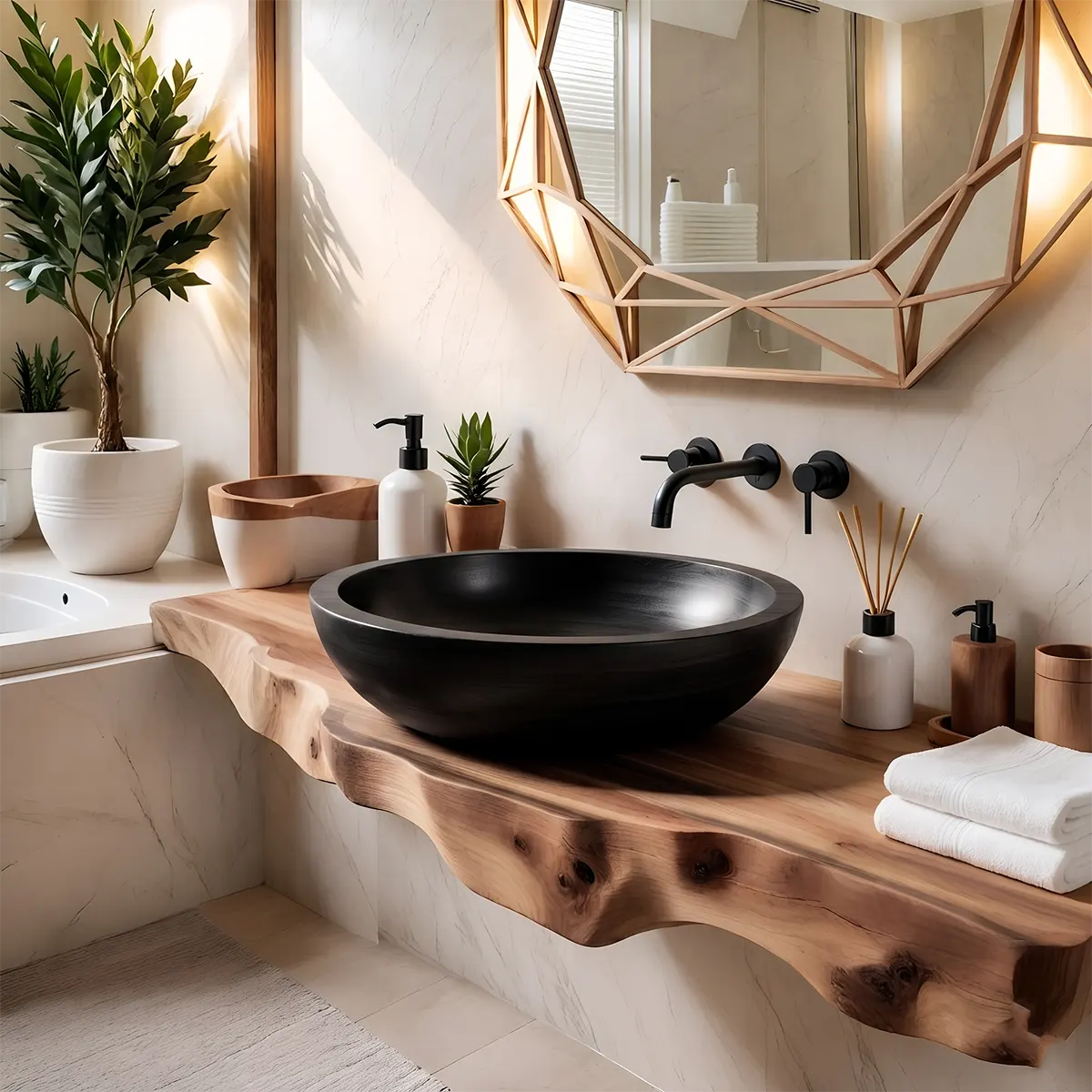 Organic Oval Vessel Sink | Sculptural Countertop Bathroom Basin TT006-2LHS2AX