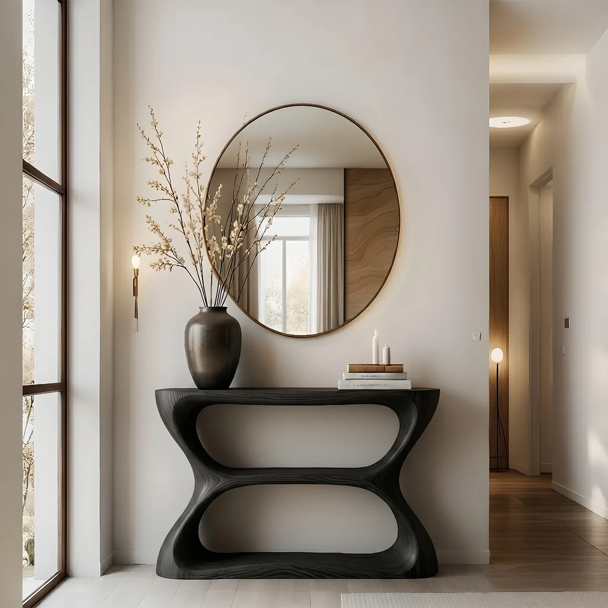 Hourglass Solid Wood Console Table | Sculptural Design HL020-6627