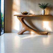 Sculptural Solid Wood Console Table with Organic Branch Base