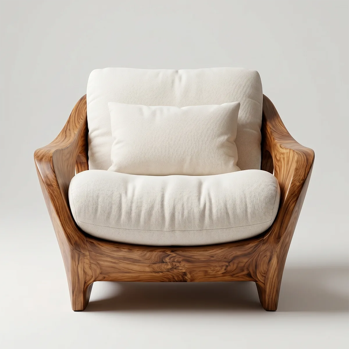Organic Wood Lounge Chair, Sculptural Accent Chair, Modern Curved Armchair TT006-3308