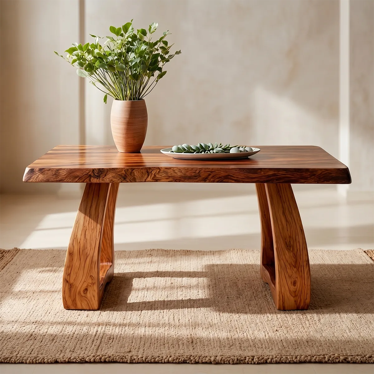 Handcrafted Solid Wood Coffee Table – Rustic Modern Living Room Center Table