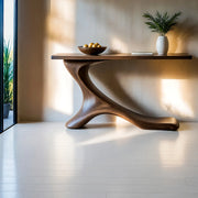 Sculptural Solid Wood Console Table with Organic Branch Base