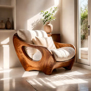 Organic Wood Lounge Chair, Sculptural Accent Chair, Modern Curved Armchair TT006-3308