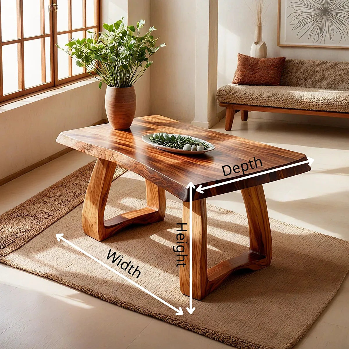 Handcrafted Solid Wood Coffee Table – Rustic Modern Living Room Center Table