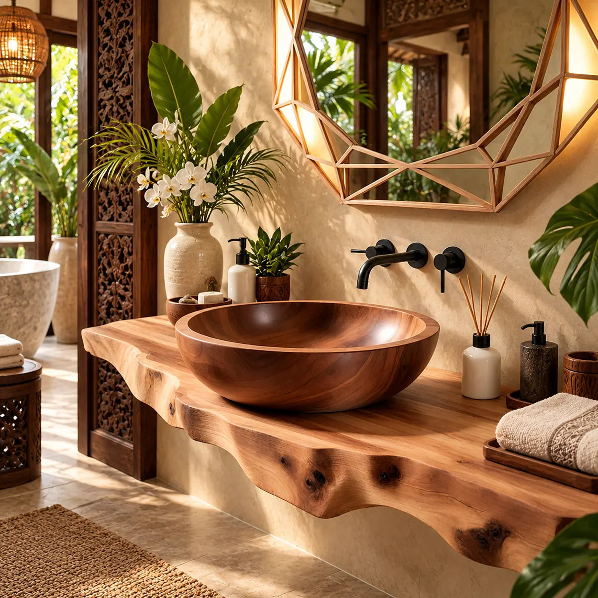 Organic Oval Vessel Sink | Sculptural Countertop Bathroom Basin TT006-2LHS2AX