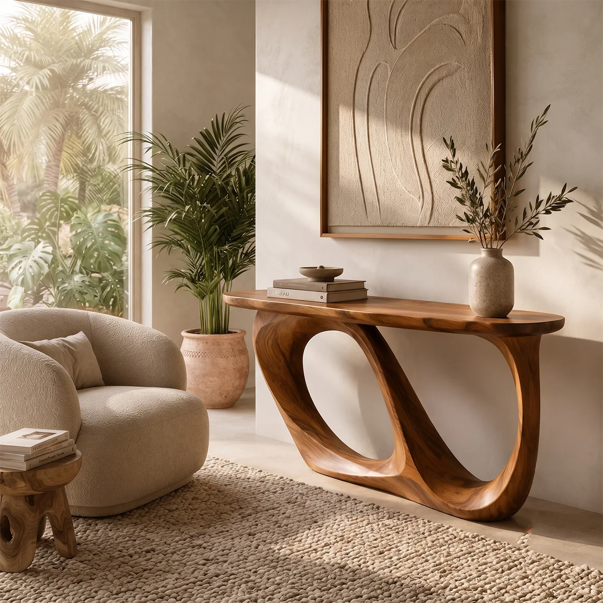 Modern Infinity Console Table – Sculptural Organic Contemporary Entryway Table TT006-8831