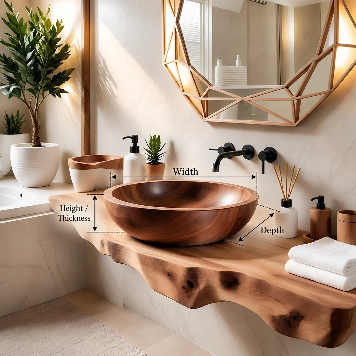 Organic Oval Vessel Sink | Sculptural Countertop Bathroom Basin TT006-2LHS2AX
