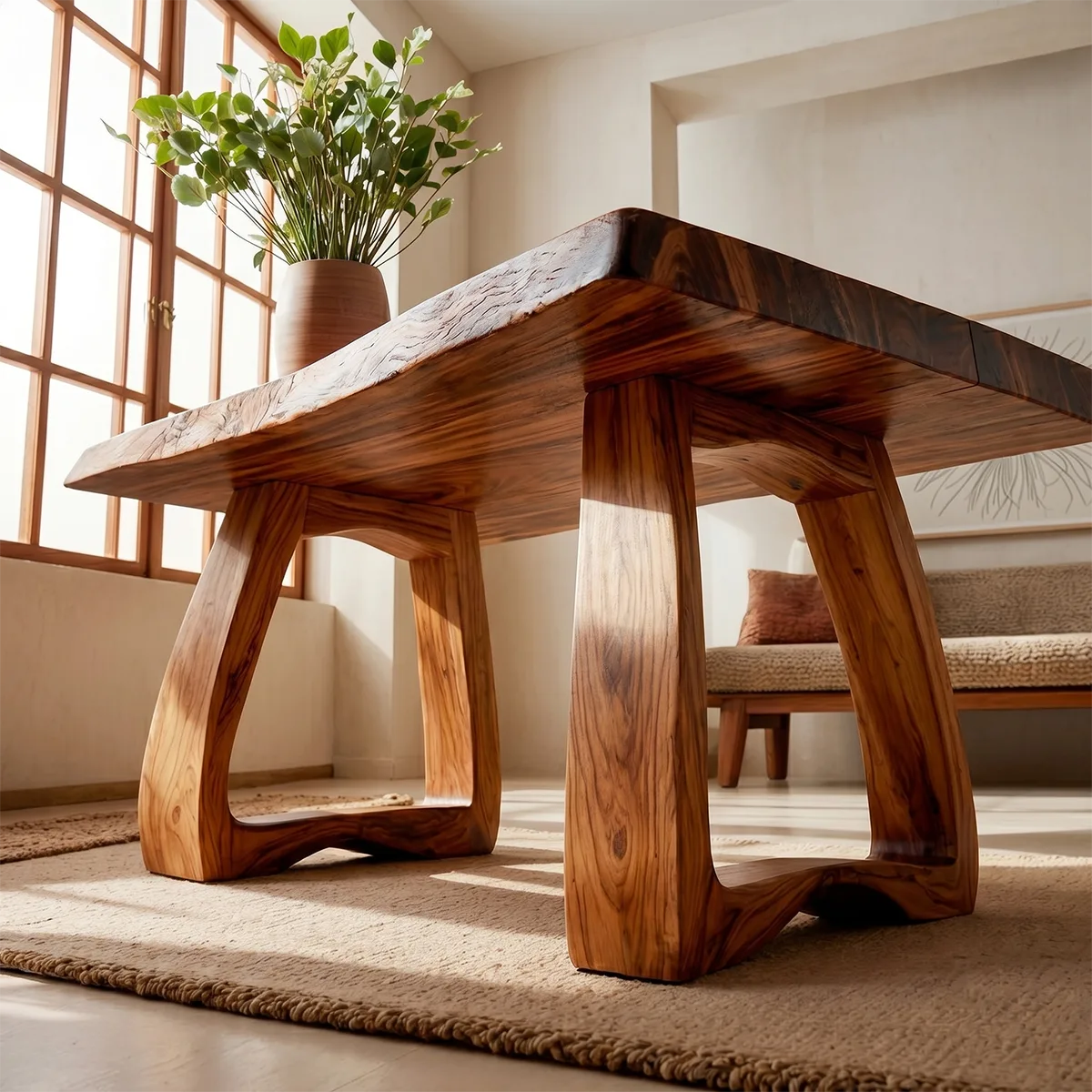 Handcrafted Solid Wood Coffee Table – Rustic Modern Living Room Center Table