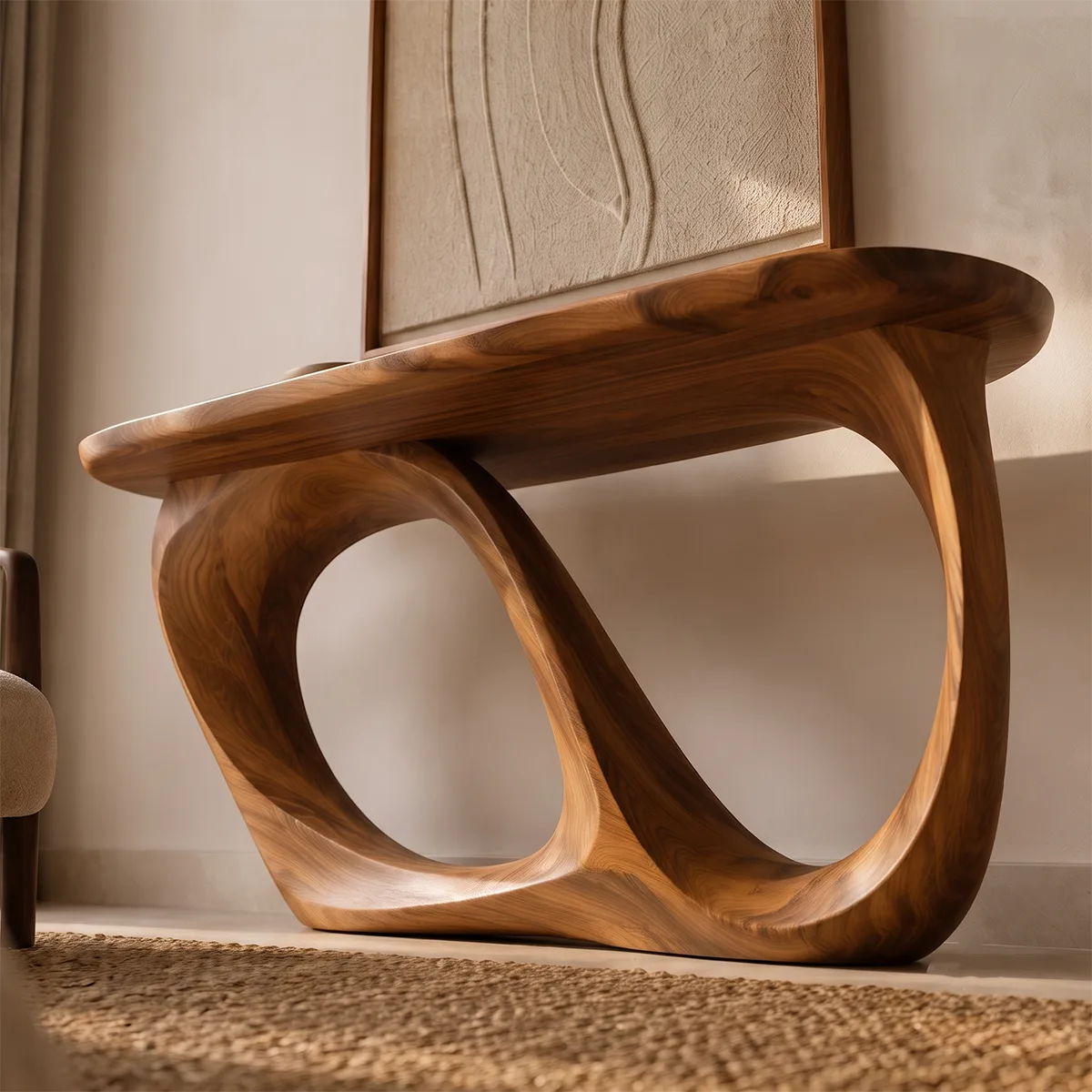 Modern Infinity Console Table – Sculptural Organic Contemporary Entryway Table TT006-8831