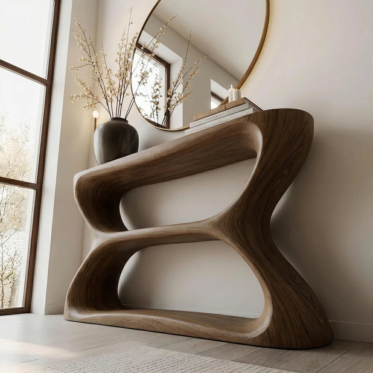 Hourglass Solid Wood Console Table | Sculptural Design HL020-6627
