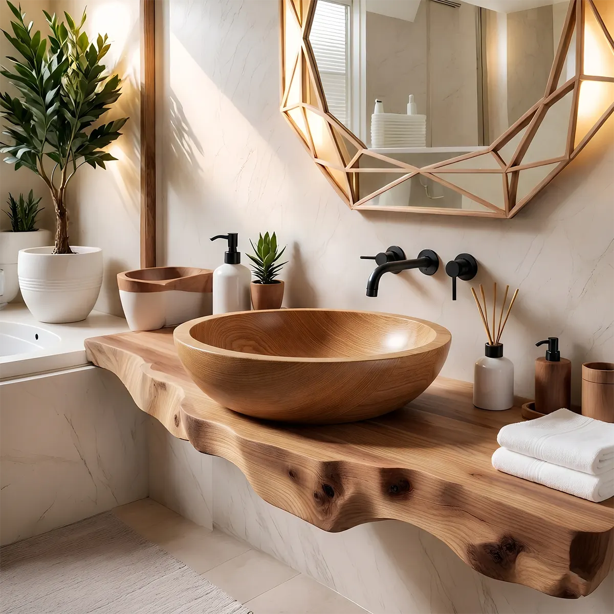 Organic Oval Vessel Sink | Sculptural Countertop Bathroom Basin TT006-2LHS2AX