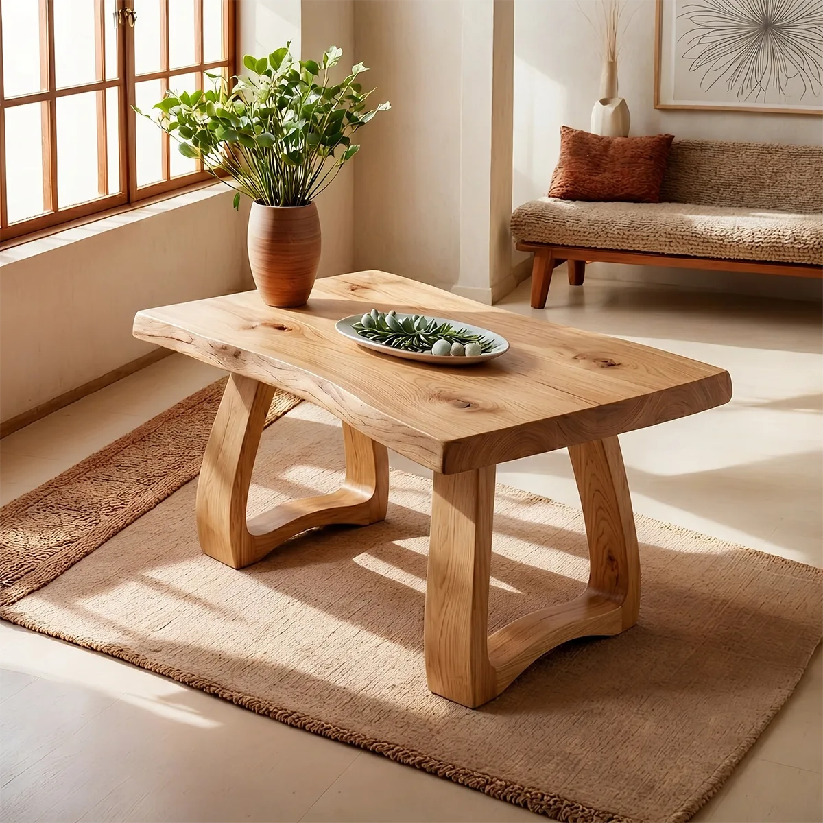 Handcrafted Solid Wood Coffee Table – Rustic Modern Living Room Center Table