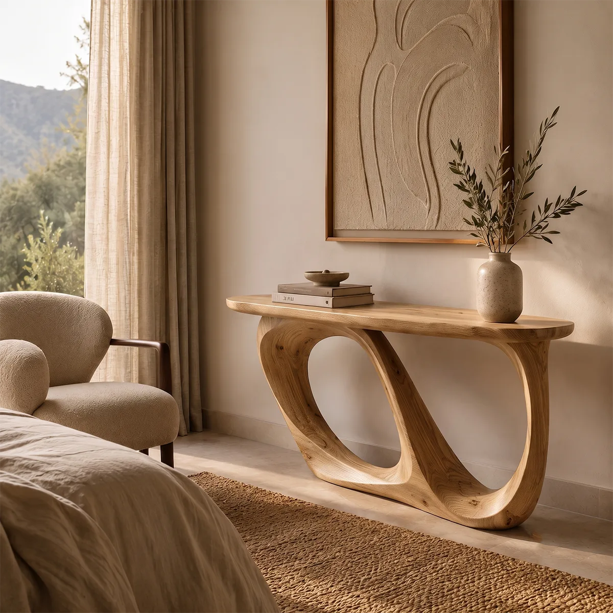 Modern Infinity Console Table – Sculptural Organic Contemporary Entryway Table TT006-8831