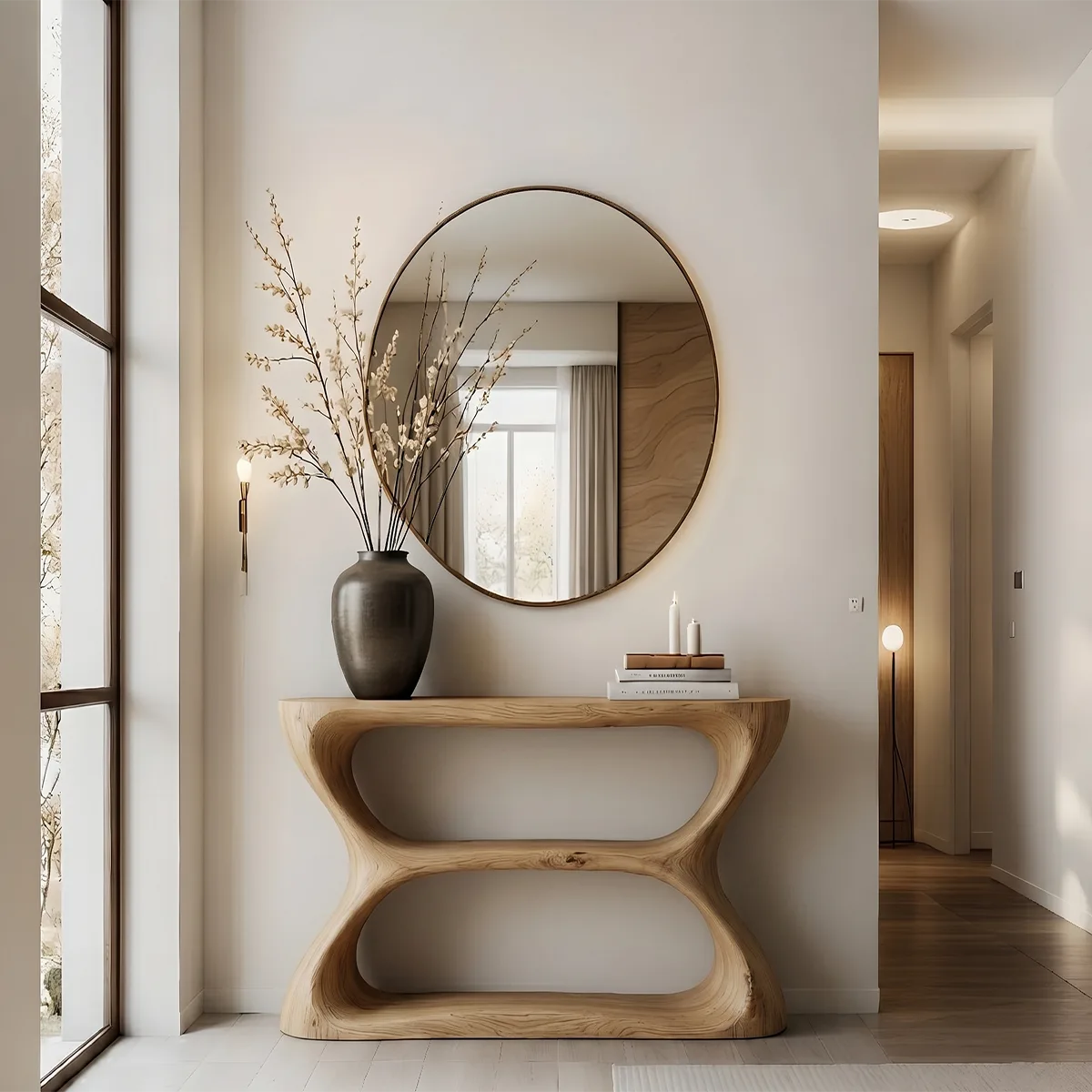 Hourglass Solid Wood Console Table | Sculptural Design HL020-6627