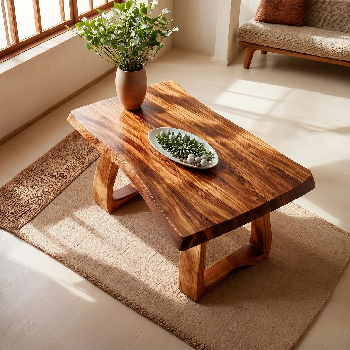 Handcrafted Solid Wood Coffee Table – Rustic Modern Living Room Center Table