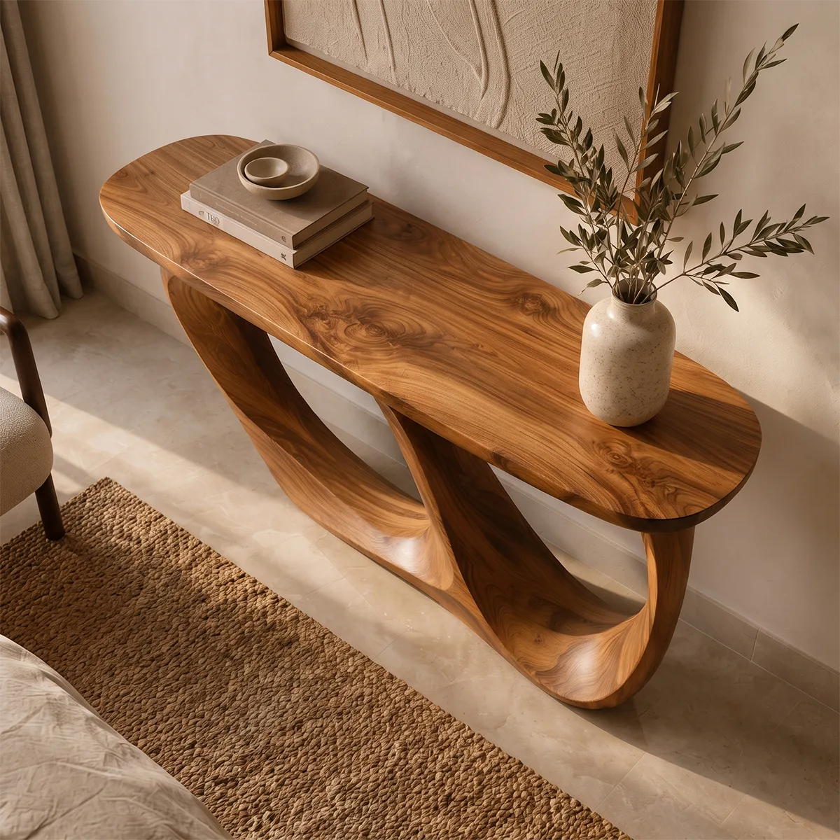 Modern Infinity Console Table – Sculptural Organic Contemporary Entryway Table TT006-8831