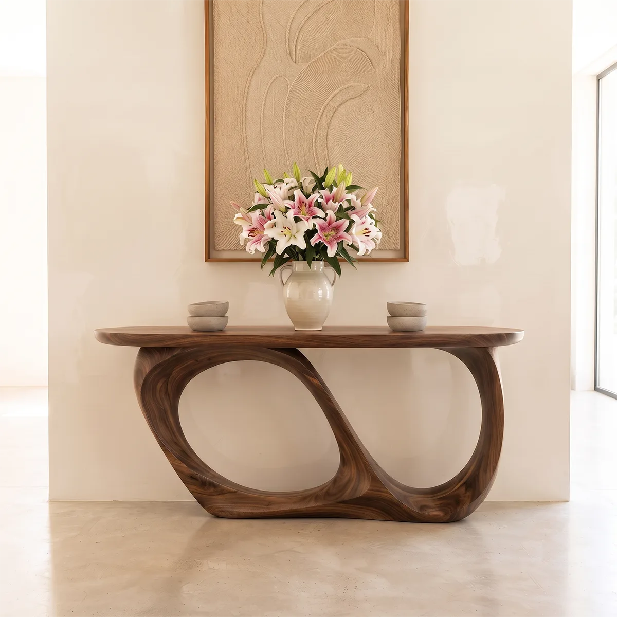 Modern Infinity Console Table – Sculptural Organic Contemporary Entryway Table TT006-8831