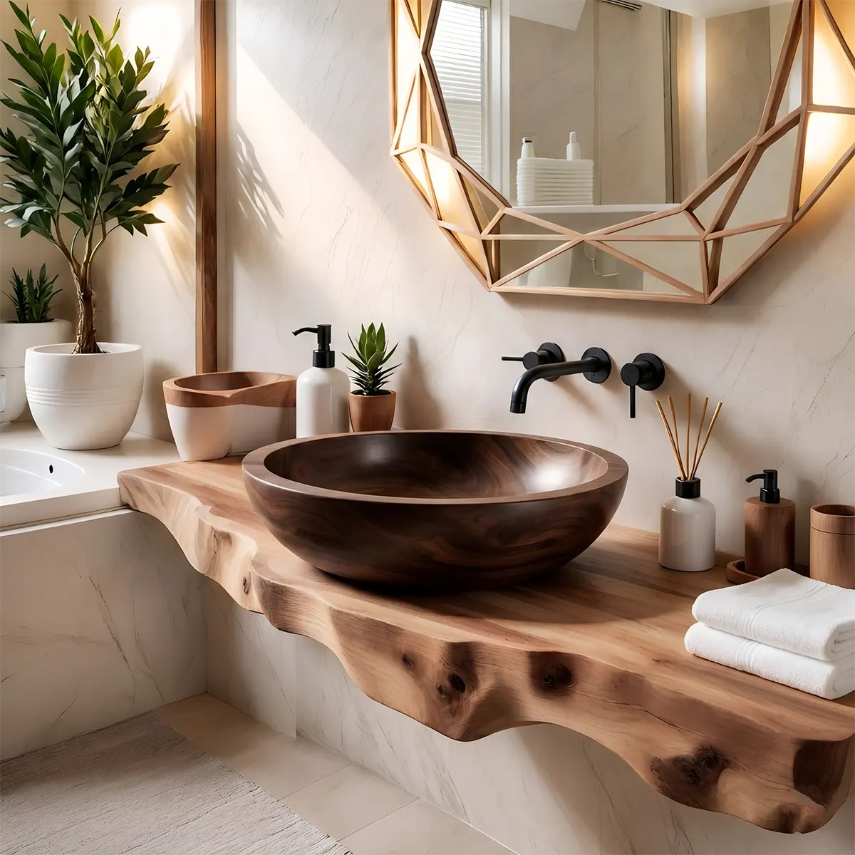 Organic Oval Vessel Sink | Sculptural Countertop Bathroom Basin TT006-2LHS2AX